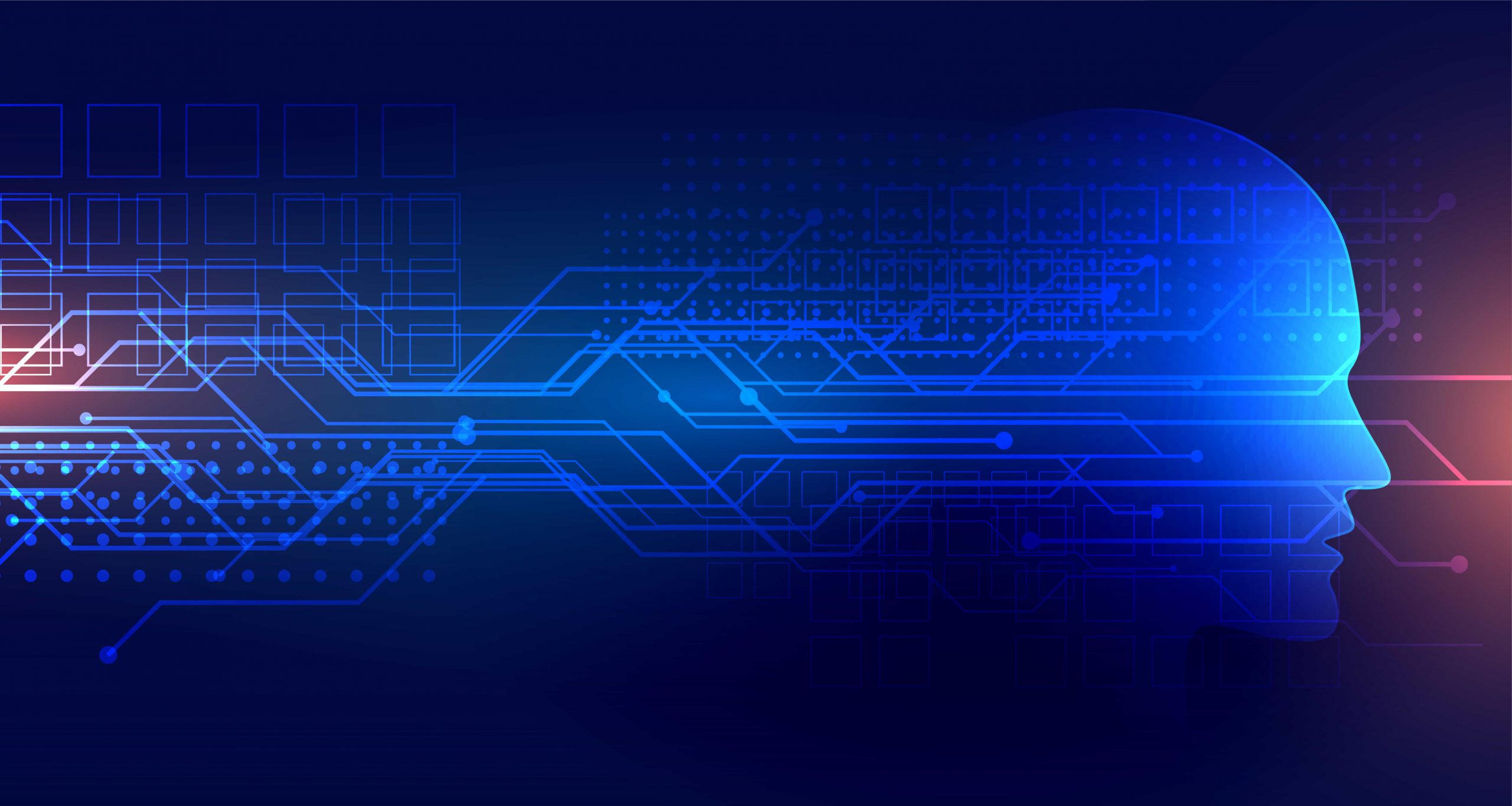 technology artifical intelligence background with face